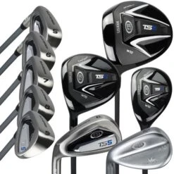 Left Hand TS5-54 10 Club Stand Set Graphite, Silver/White/Blue Bag -Golf Sports Shop 11154 AltB