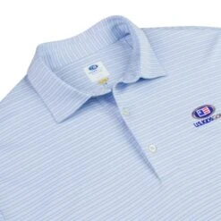 USKG Mens Micro Stripe Polo, Blue Stream -Golf Sports Shop 40421 AltB